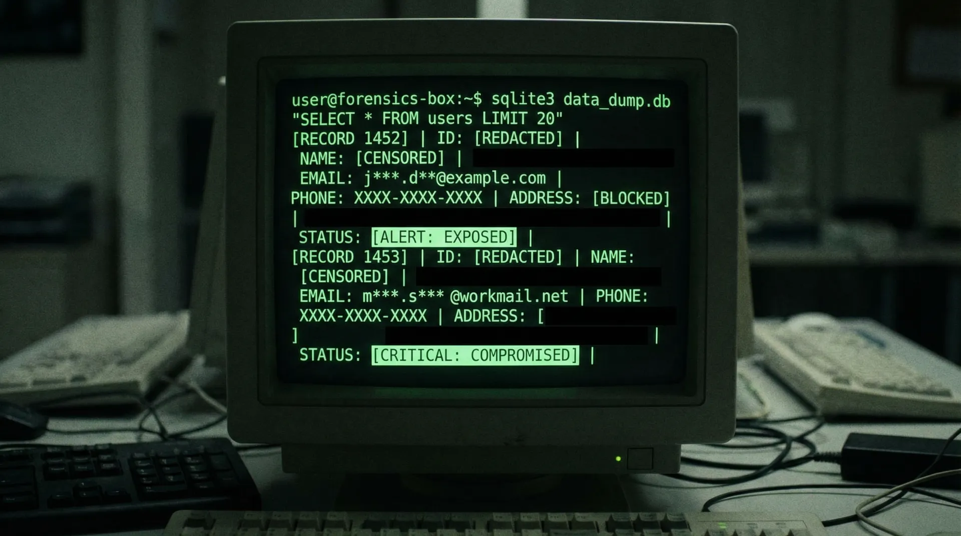 [截图] 显示了泄露数据库的终端查询界面 - 91暗网 独家证据